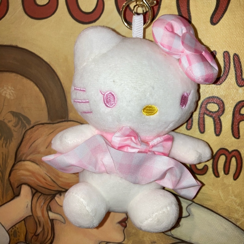 Hello Kitty Plush Keychain Bag Charm NWOT White and Pink